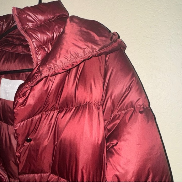 Athleta Lofty Down Coat Jacket Hooded Maroon Burgundy Puffy Jacket Size Small - Picture 4 of 15
